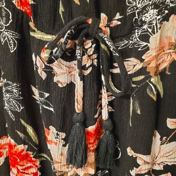 WAREHOUSE ONE FLORAL MAXI DRESS OFF THE SHOULDER BLACK MULTICOLOR WOMENS SMALL - Picture 9 of 11